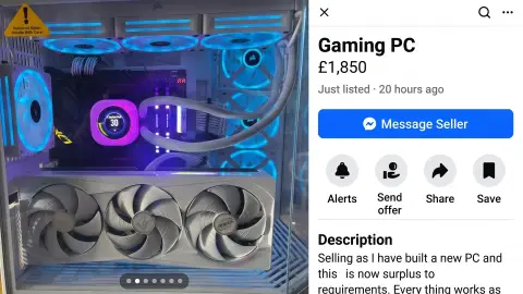 RTX 5080 grafiki kartly oýun kompýuteri Facebook Marketplace-de satylýar