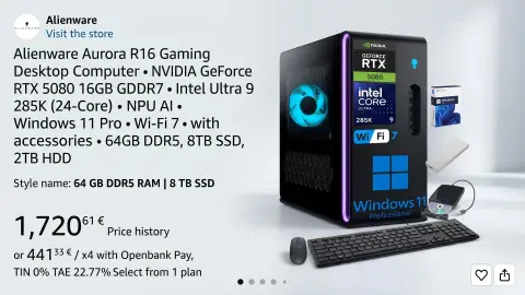 Amazonda RTX 5080 bilen oýunjy kompýuteri 1720 ýewrodan satylýar